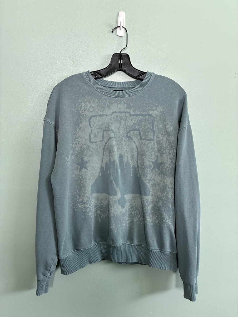 Men's RSQ Crewneck Philadelphia Phillies Liberty Bell Bleached Sweatshirt Sz S